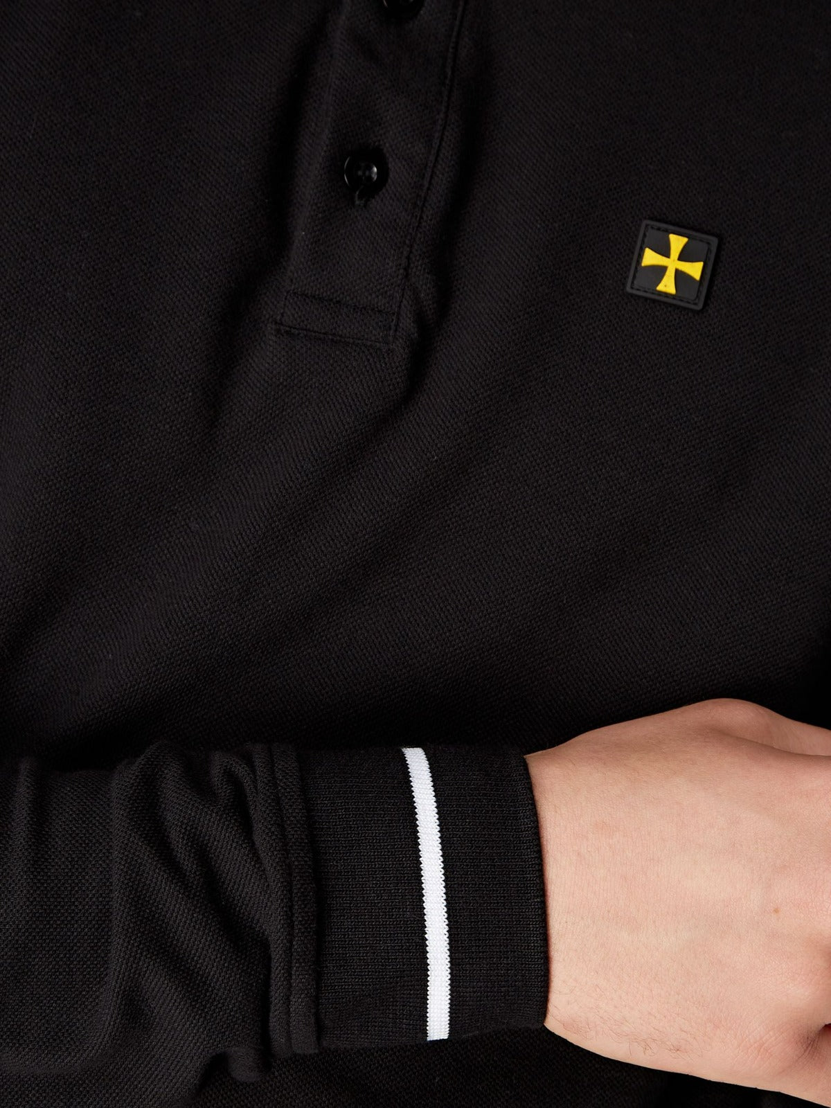 Long Sleeve Premium Polo :: Black/White