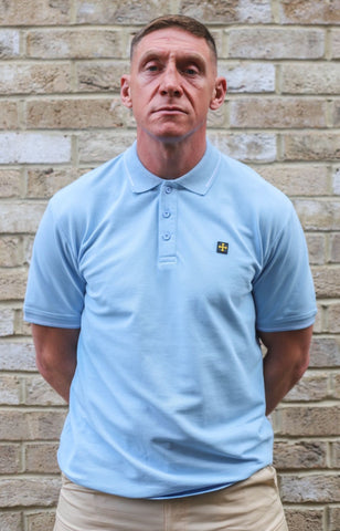 Premium Pique Polo :: Sky Blue/White