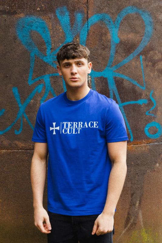 Cult X Logo Tee :: Royal Blue/White