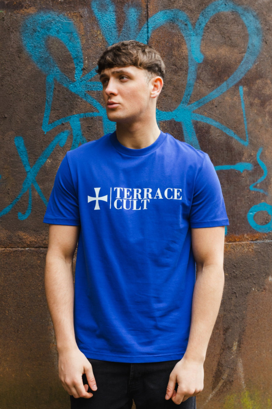 Cult X Logo Tee :: Royal Blue/White