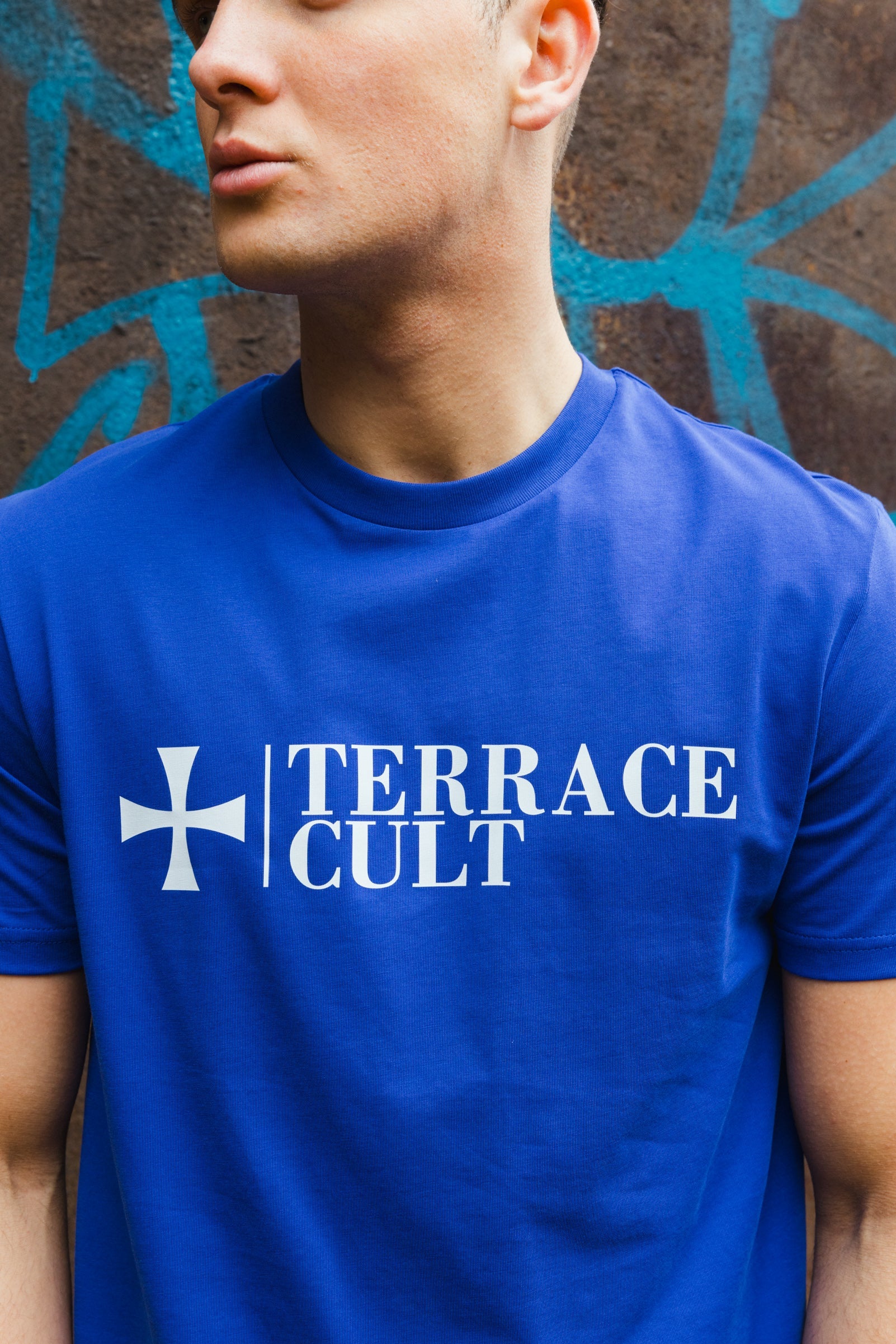 Cult X Logo Tee :: Royal Blue/White