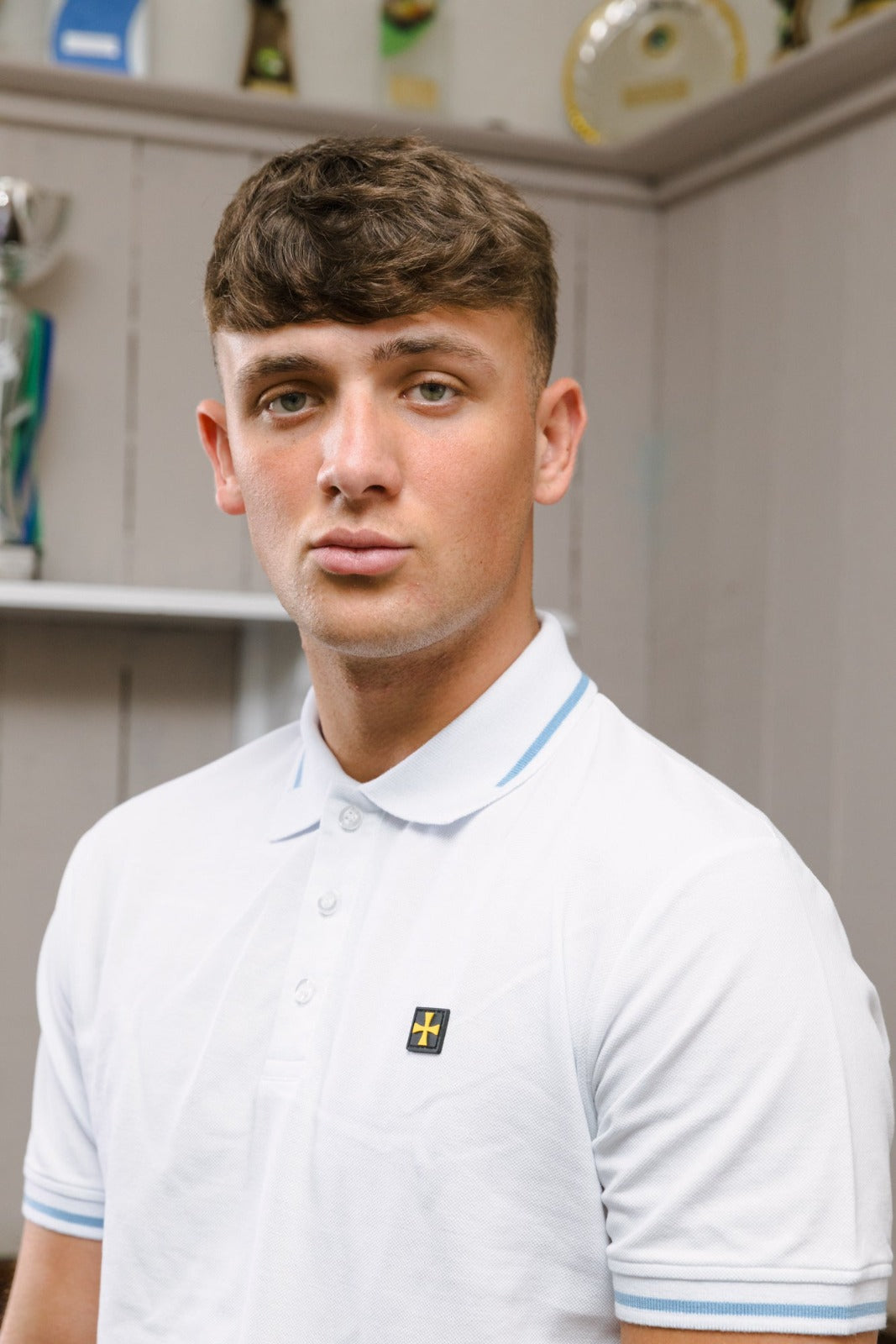 Premium Pique Polo :: White/Sky Blue