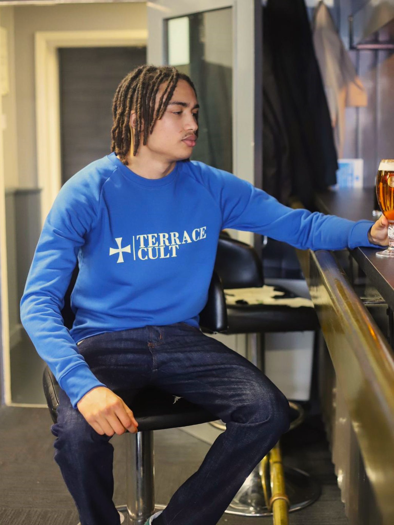 Terrace Cult Logo Sweater :: Royal Blue/White