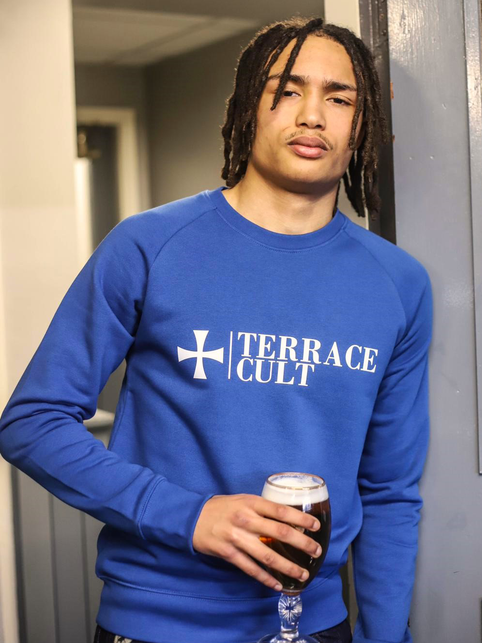 Terrace Cult Logo Sweater :: Royal Blue/White