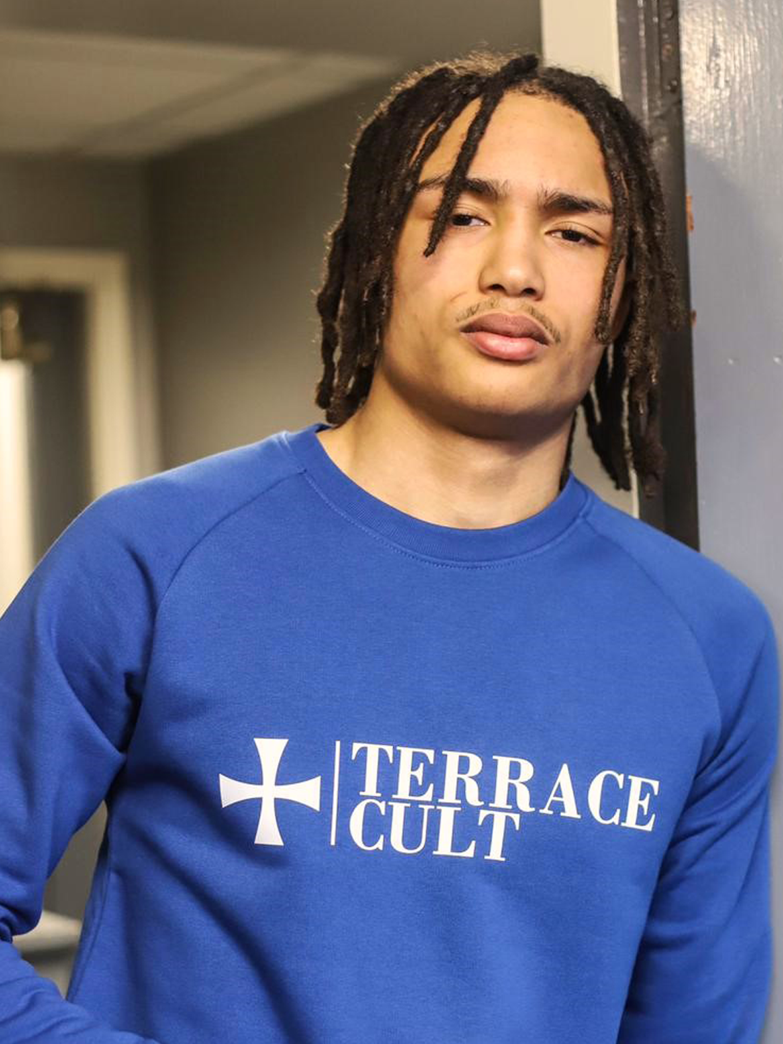 Terrace Cult Logo Sweater :: Royal Blue/White