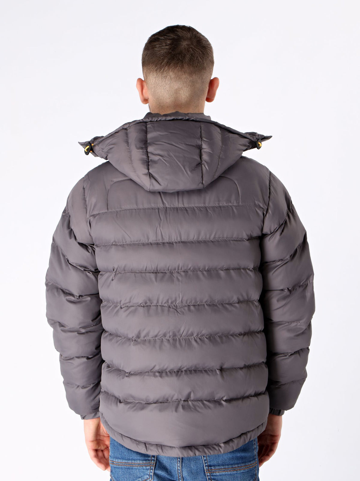 Grey Puffer Detachable Hooded Jacket - Terrace Cult