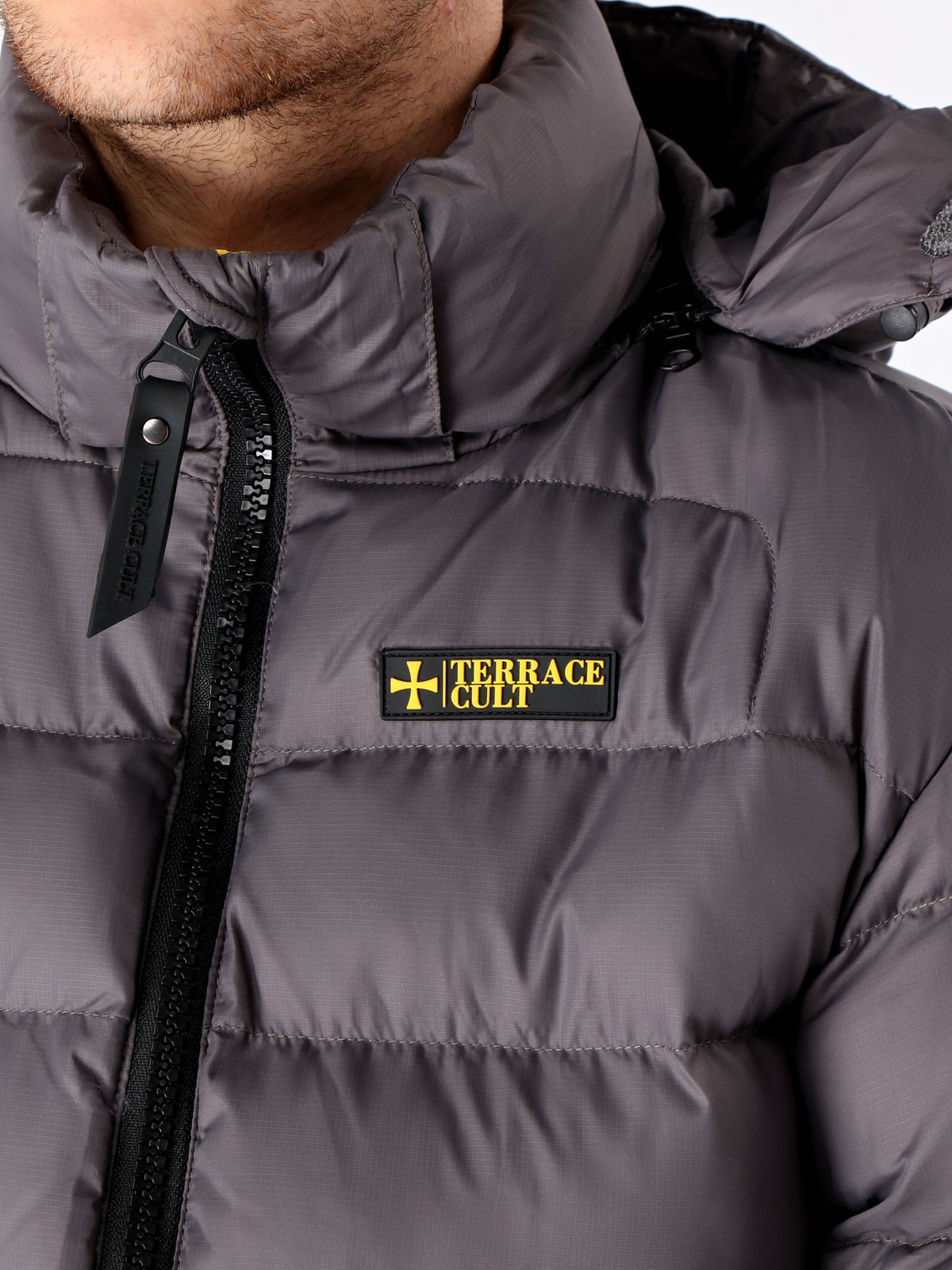 Grey Puffer Detachable Hooded Jacket - Terrace Cult