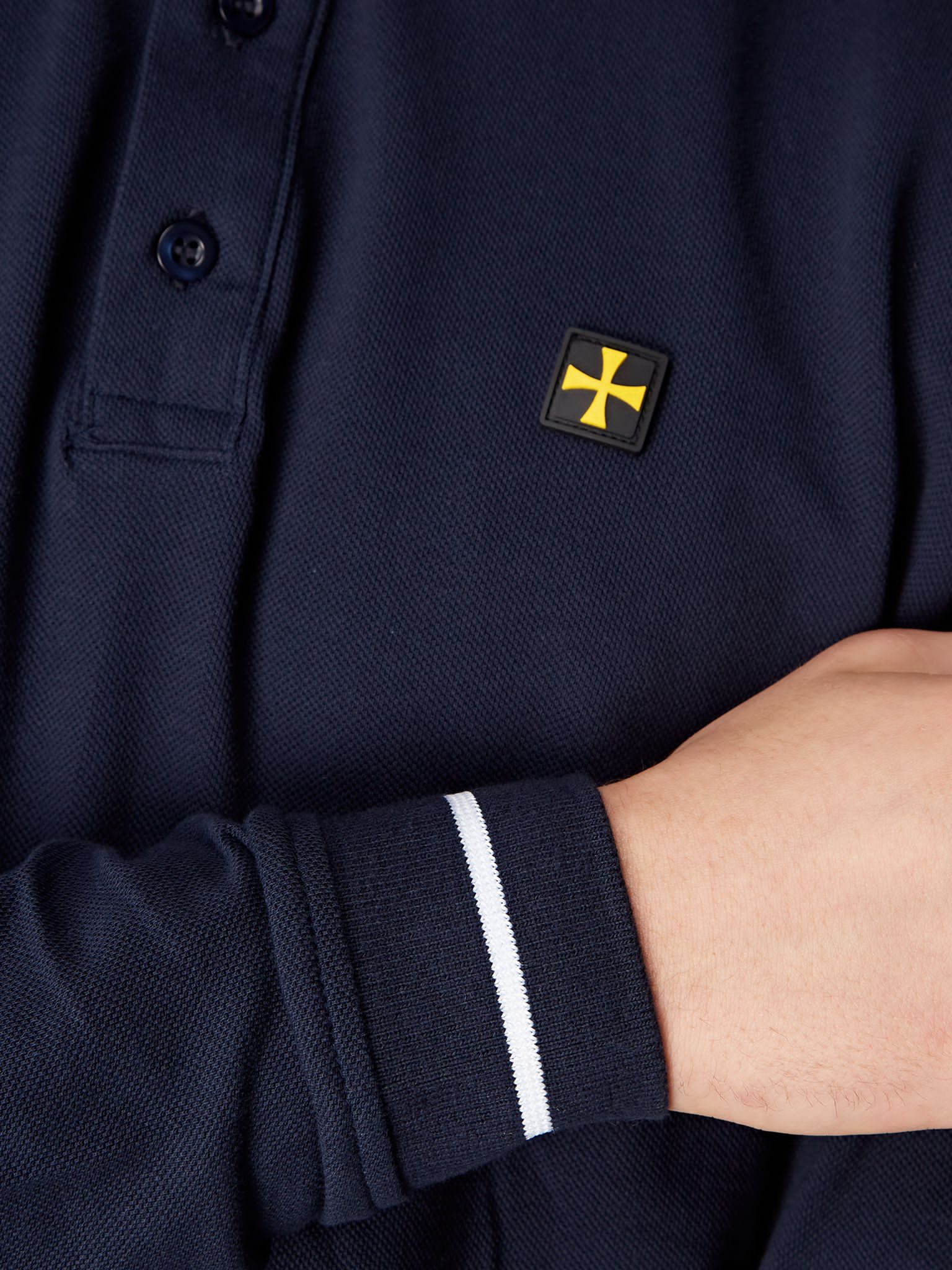 Long Sleeve Premium Polo - Navy/White Tip