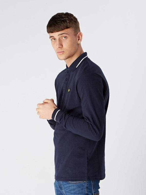 Long Sleeve Premium Polo - Navy/White Tip