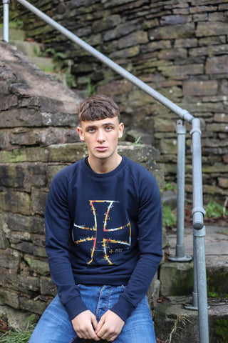 Terrace Cult Glitch Sweater - Navy/Orange