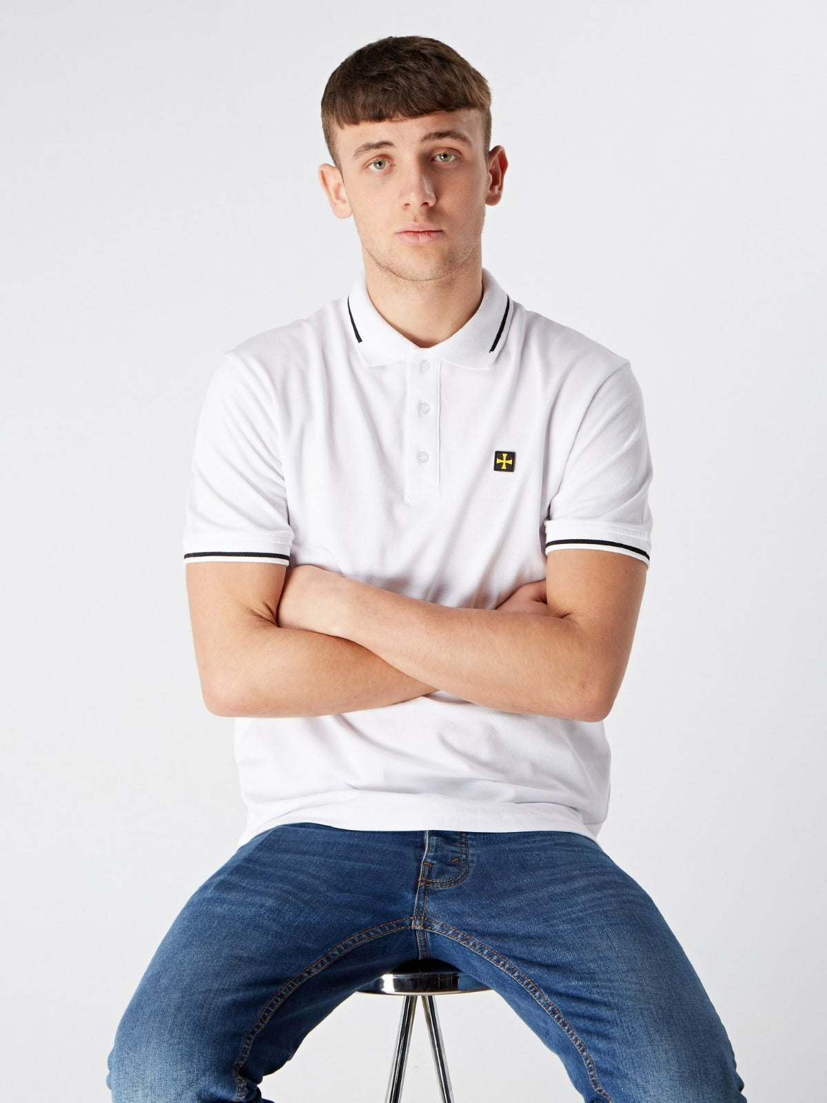 Premium Pique Polo :: White/Black Tip