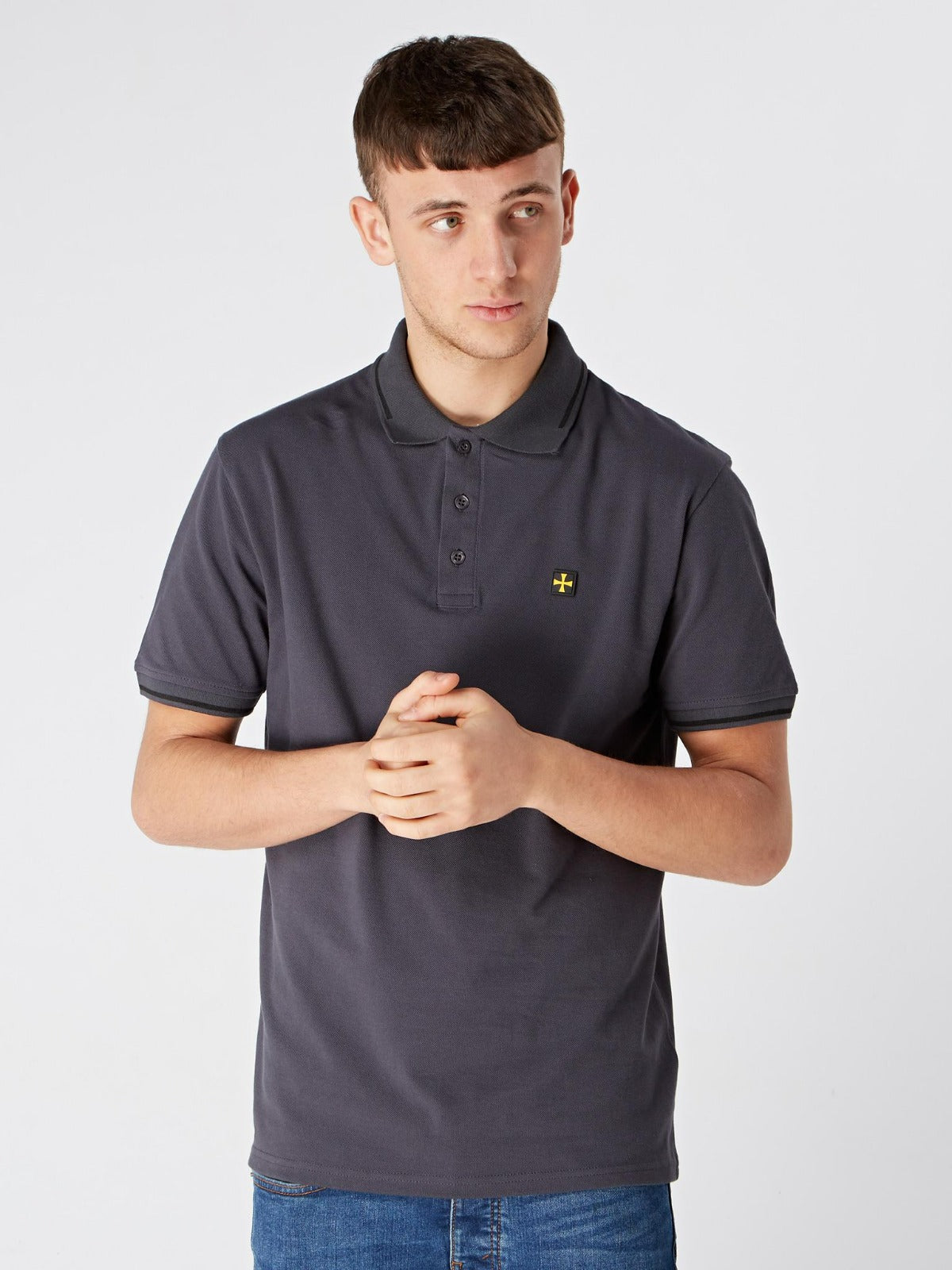 Premium Pique Polo :: Charcoal/Black