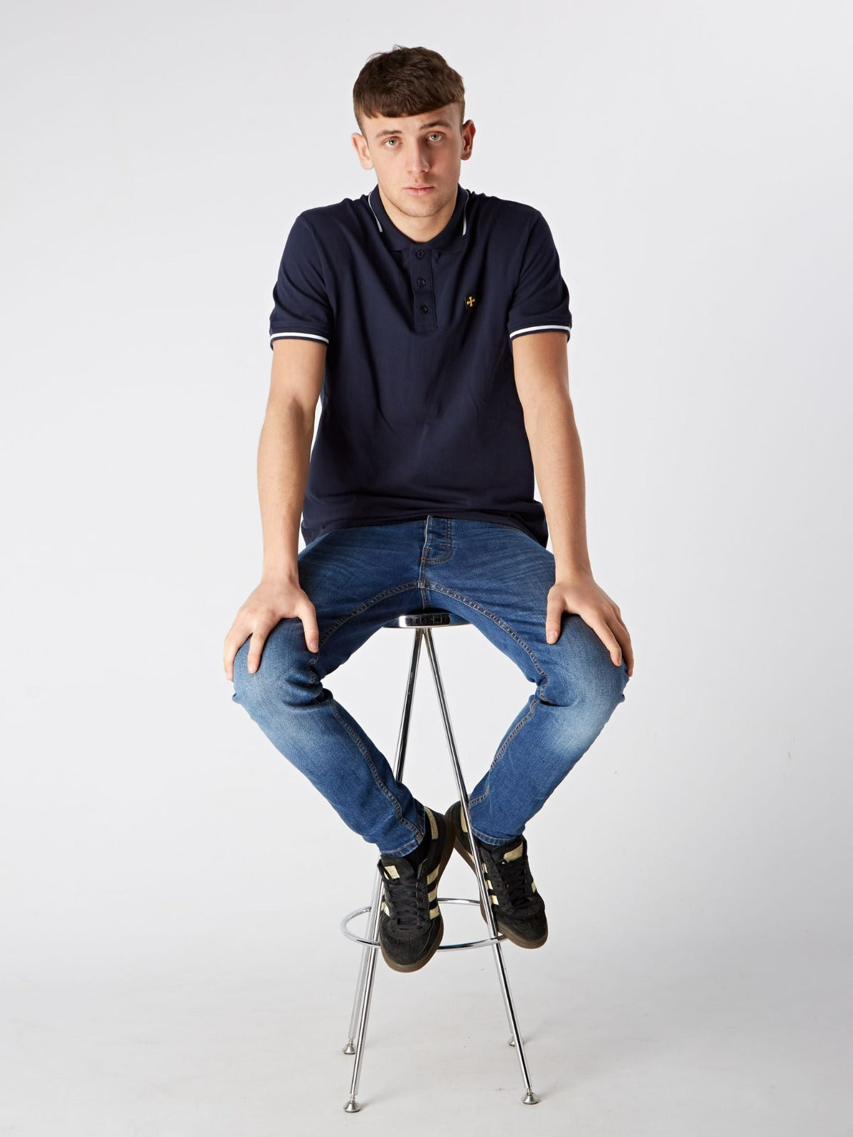 Premium Pique Polo :: Navy/White Tip