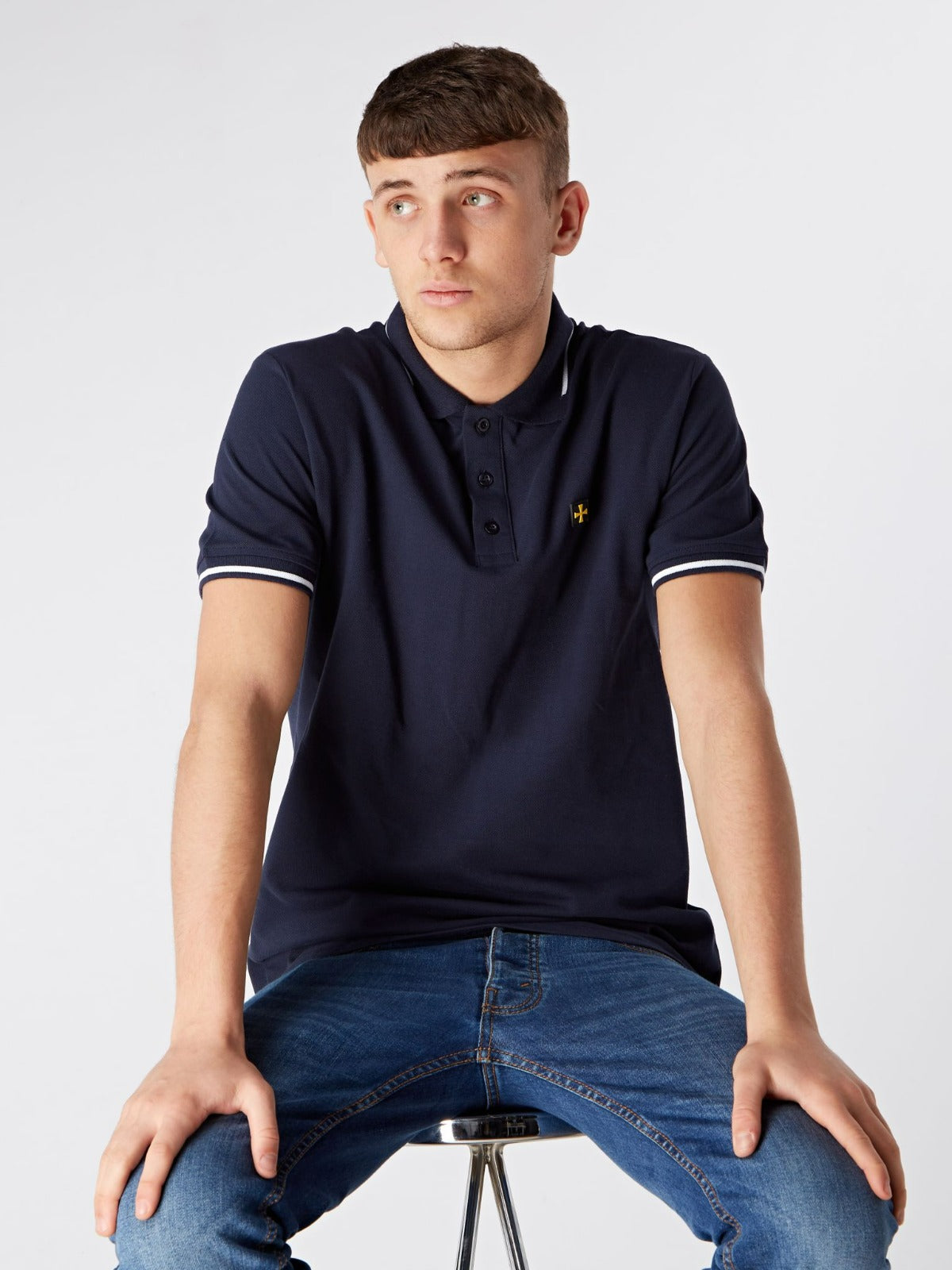 Premium Pique Polo :: Navy/White Tip