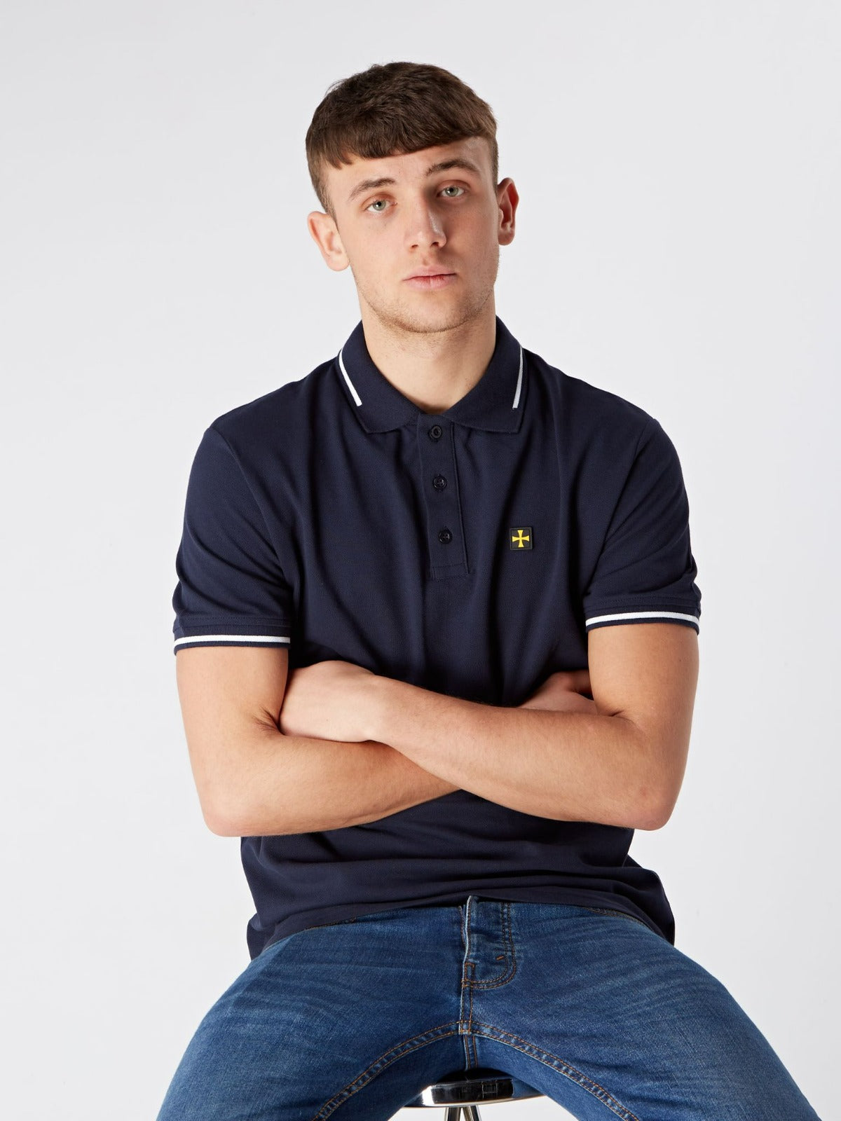 Premium Pique Polo :: Navy/White Tip