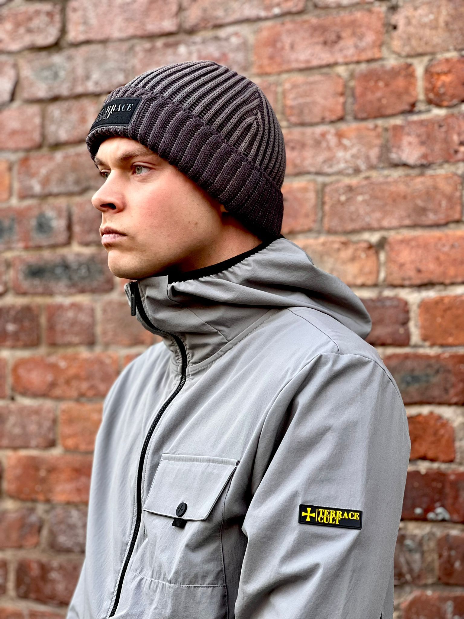 Premium Ribbed Beanie :: Black/Charcoal