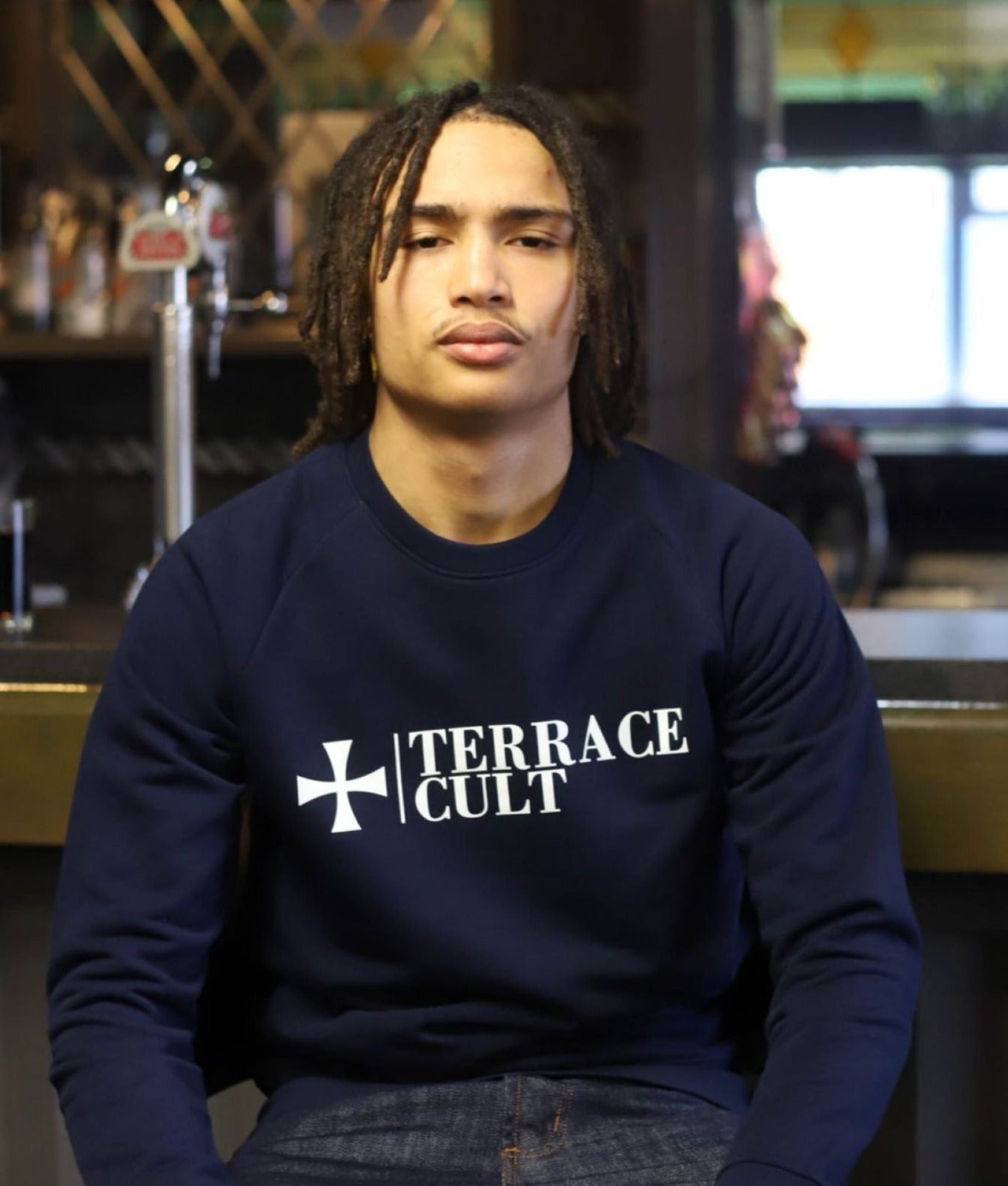 Terrace Cult Logo Sweater :: Navy/White