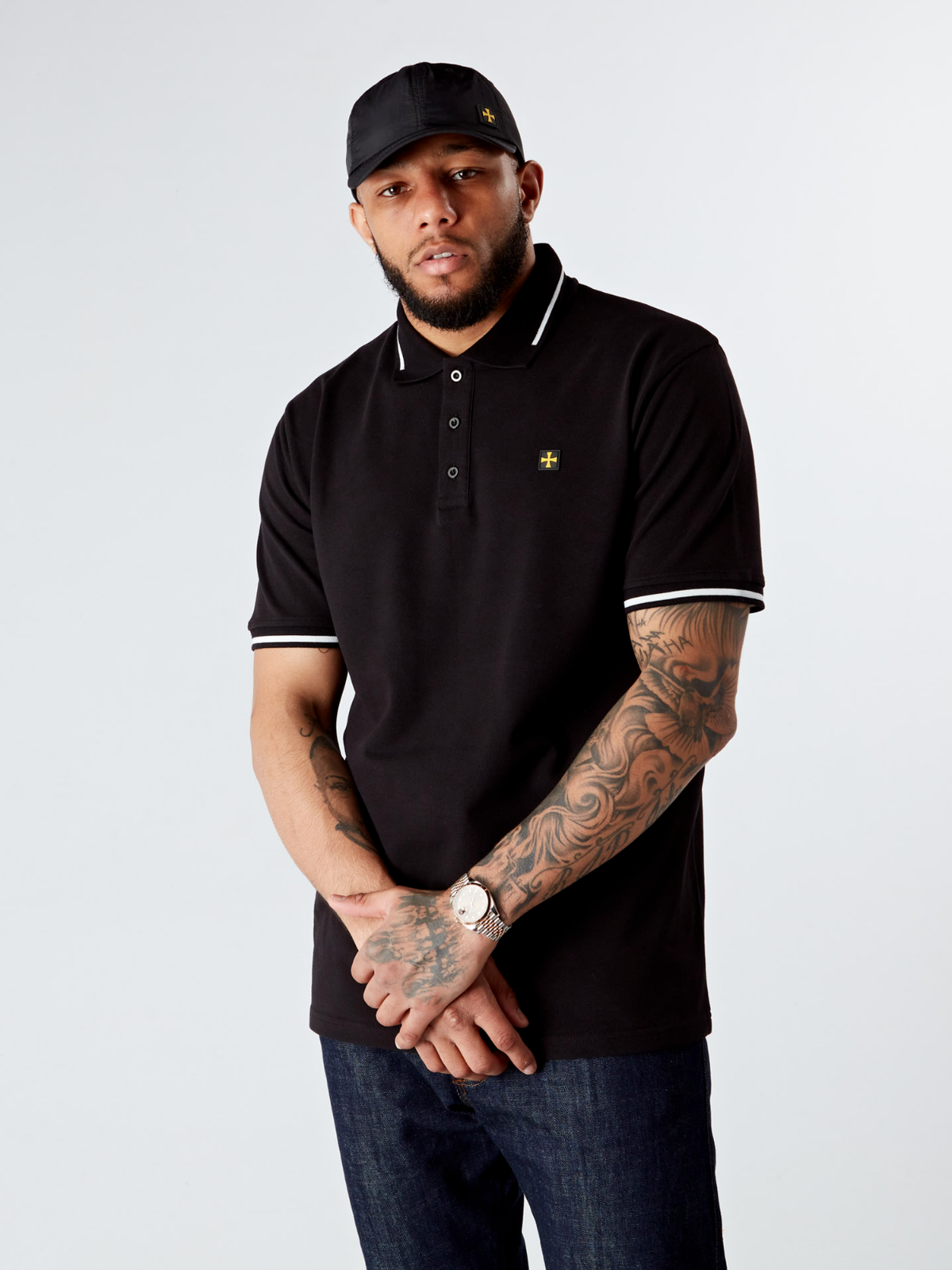 Premium Pique Polo :: Black/White - Terrace Cult