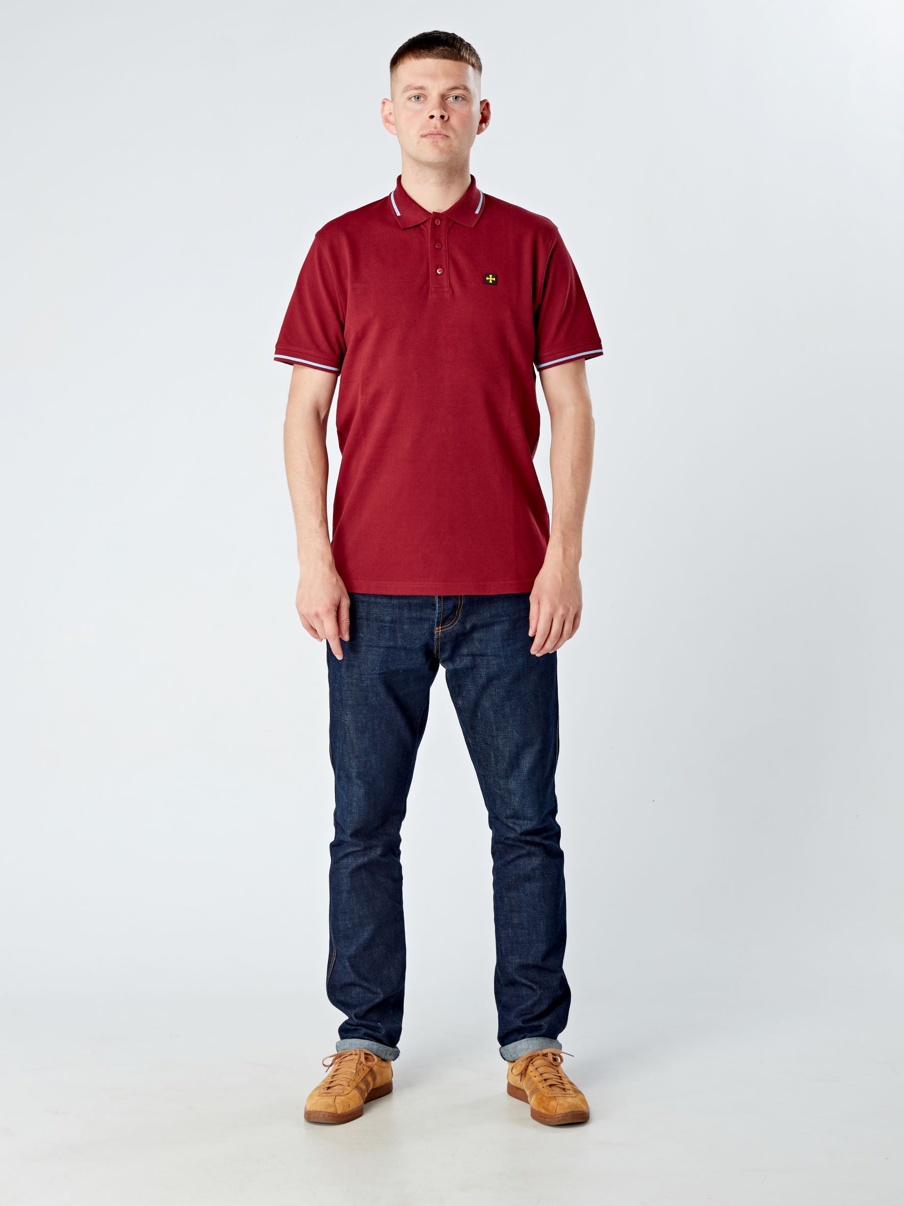 Premium Pique Polo :: Burgundy/Sky