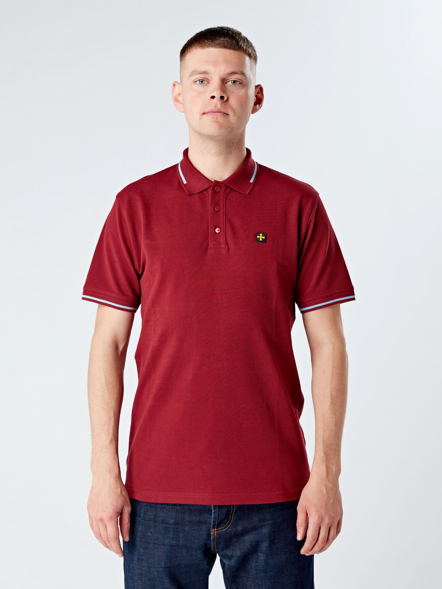 Premium Pique Polo :: Burgundy/Sky