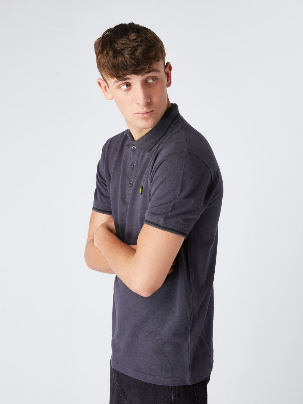 Premium Pique Polo :: Charcoal/Black