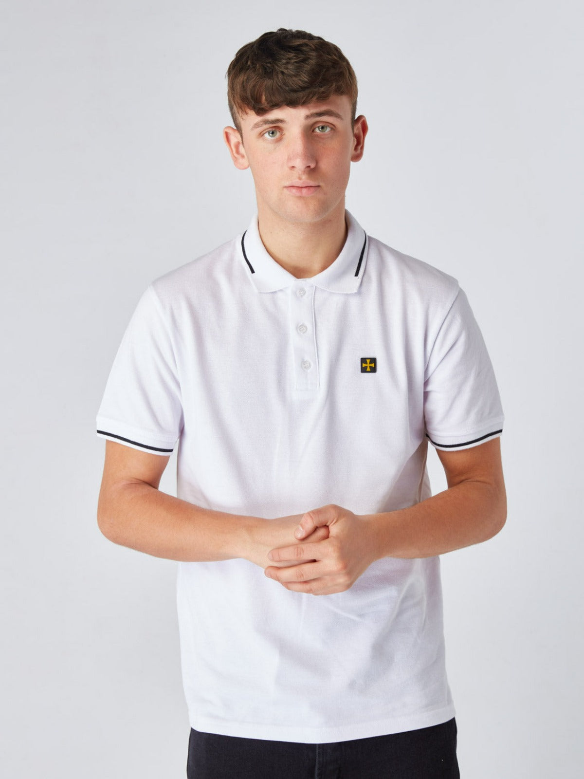 Premium Pique Polo :: White/Black Tip
