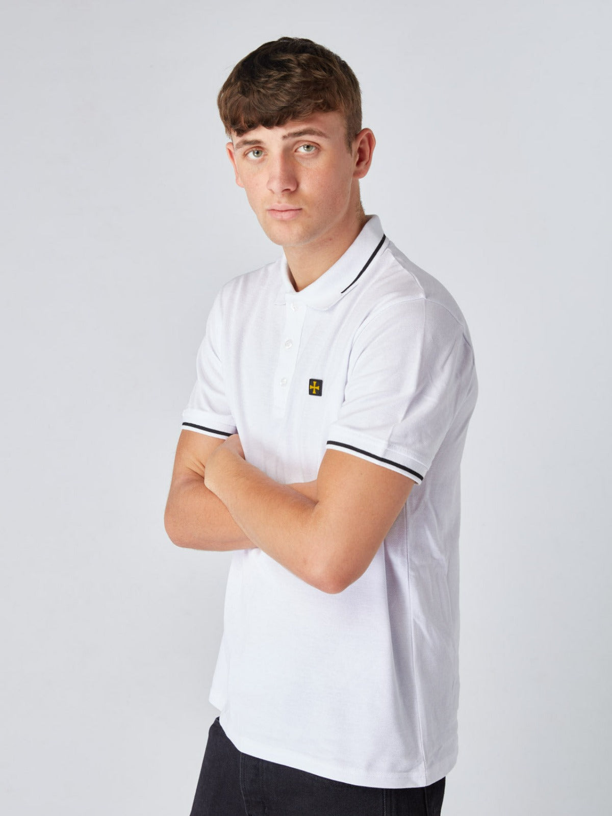 Premium Pique Polo :: White/Black Tip